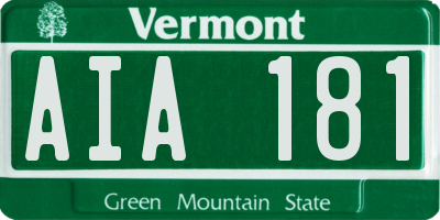 VT license plate AIA181