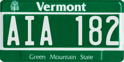 VT license plate AIA182