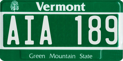 VT license plate AIA189