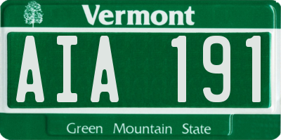 VT license plate AIA191