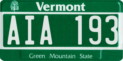 VT license plate AIA193