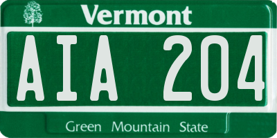 VT license plate AIA204