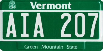 VT license plate AIA207