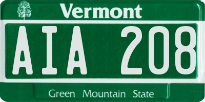 VT license plate AIA208