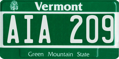 VT license plate AIA209