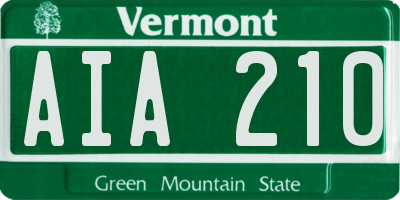VT license plate AIA210