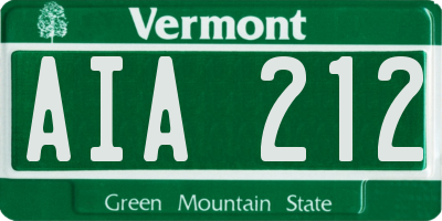 VT license plate AIA212