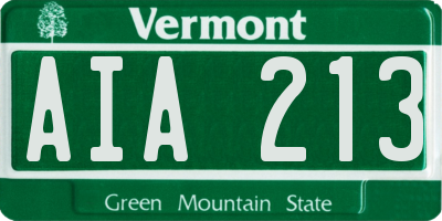VT license plate AIA213
