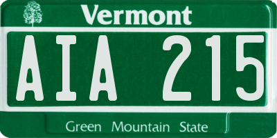 VT license plate AIA215