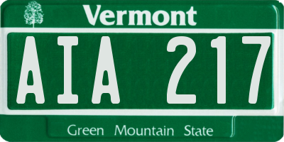 VT license plate AIA217