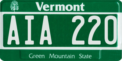VT license plate AIA220