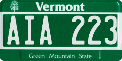 VT license plate AIA223