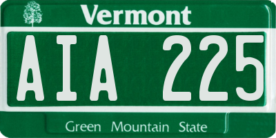 VT license plate AIA225
