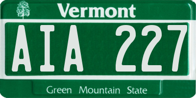 VT license plate AIA227