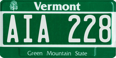 VT license plate AIA228