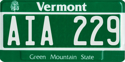VT license plate AIA229