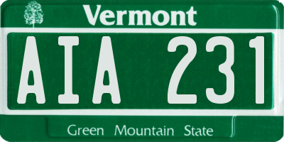 VT license plate AIA231