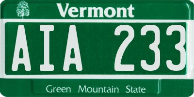VT license plate AIA233
