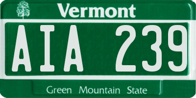 VT license plate AIA239