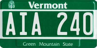VT license plate AIA240