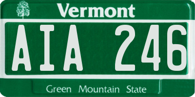 VT license plate AIA246