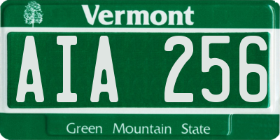 VT license plate AIA256