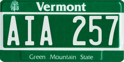 VT license plate AIA257