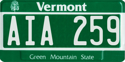 VT license plate AIA259
