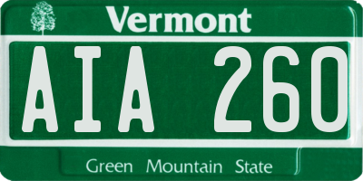VT license plate AIA260