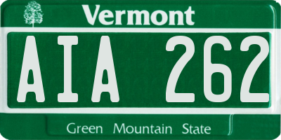 VT license plate AIA262