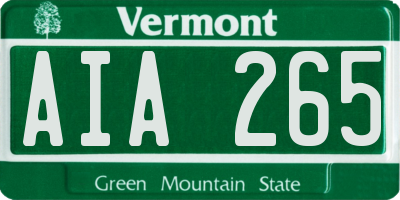 VT license plate AIA265