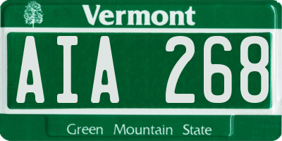 VT license plate AIA268