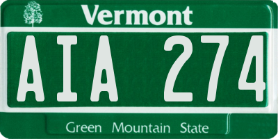 VT license plate AIA274