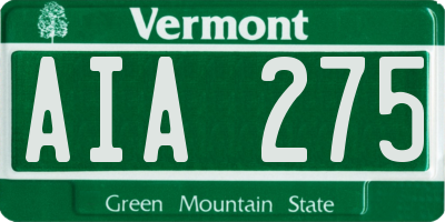 VT license plate AIA275