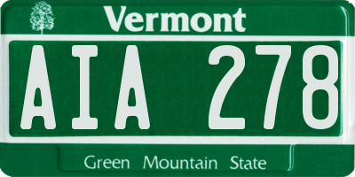 VT license plate AIA278