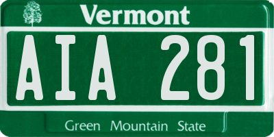 VT license plate AIA281