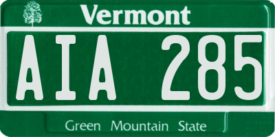 VT license plate AIA285