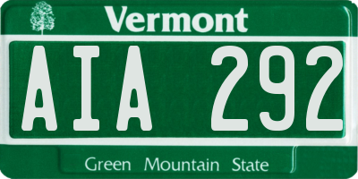 VT license plate AIA292