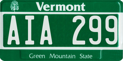 VT license plate AIA299