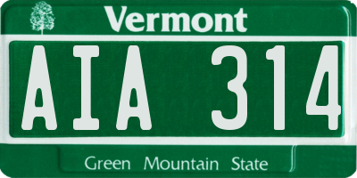 VT license plate AIA314
