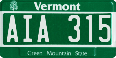 VT license plate AIA315