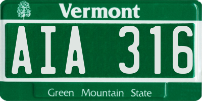 VT license plate AIA316