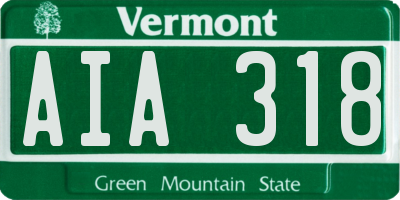 VT license plate AIA318