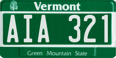 VT license plate AIA321