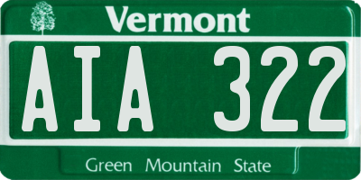 VT license plate AIA322