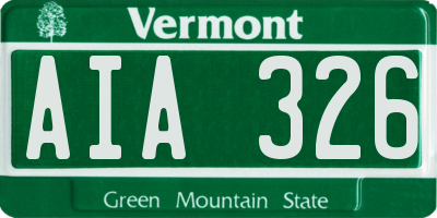 VT license plate AIA326
