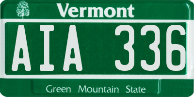 VT license plate AIA336