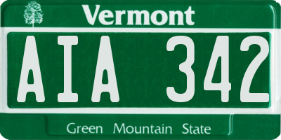 VT license plate AIA342