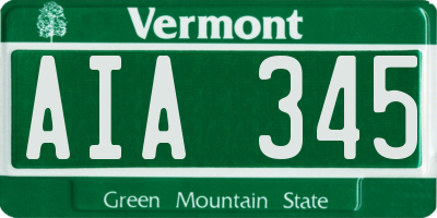 VT license plate AIA345