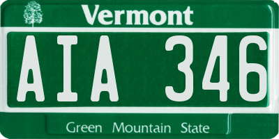 VT license plate AIA346